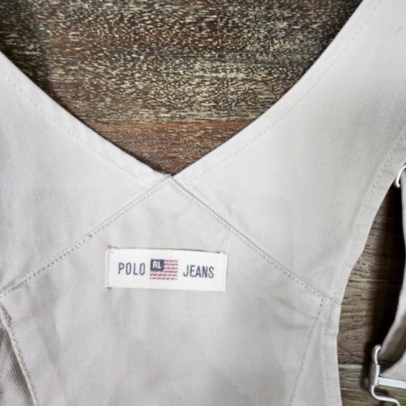VINTAGE POLO RALPH LAUREN KHAKI OVERALLS SIZE MEDIUM - Picture 7 of 9